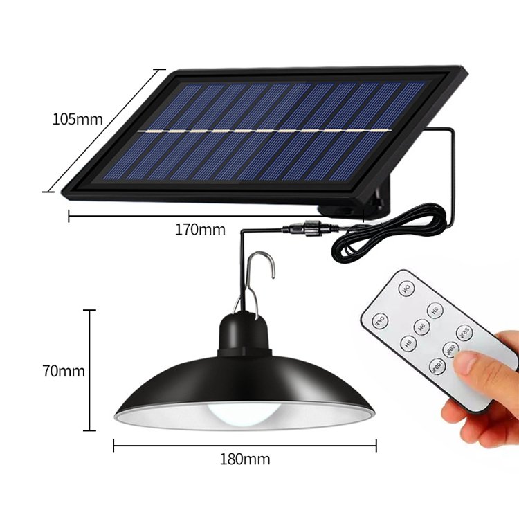 Dual Head Solar Light outdoor Indoor Remote Control Solar Ceiling Light Pendant Solar Light Garden sensor motion shed lamp