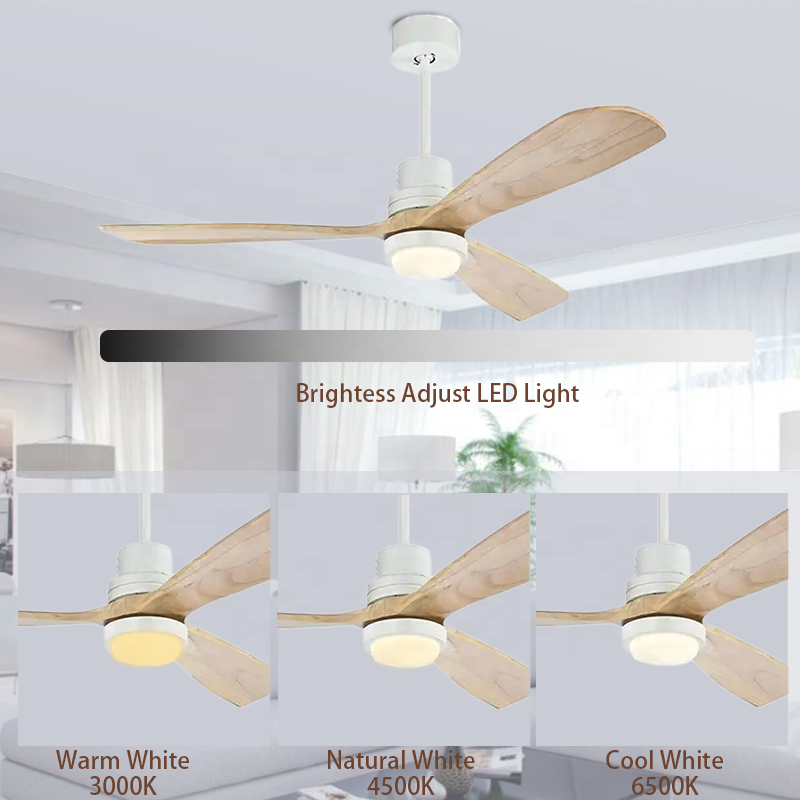 6 Speeds Reversible Dc Motor Modern Ceiling Fan Light Low Noise Wooden Blades Decorative Fan Ceiling