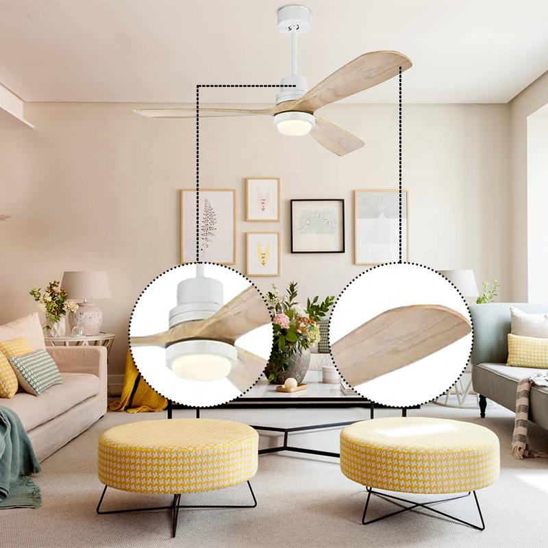 6 Speeds Reversible Dc Motor Modern Ceiling Fan Light Low Noise Wooden Blades Decorative Fan Ceiling