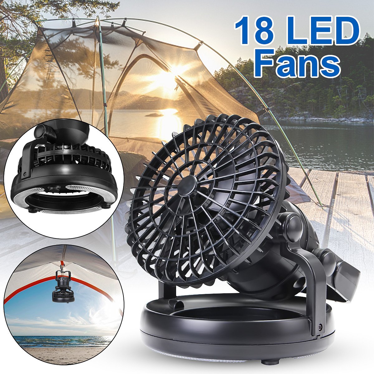 SENKAI Hot sale Black Portable fan light LED camping tent light camping lighting outdoor Outdoor trip camping barbecue