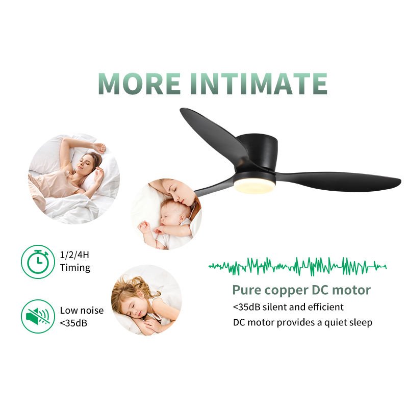 22W 3CCT Dimmable LED Light Noiseless DC Motor & 3 Reversible Blades Black 42'' 6 Speeds Indoor Outdoor Ceiling Fans