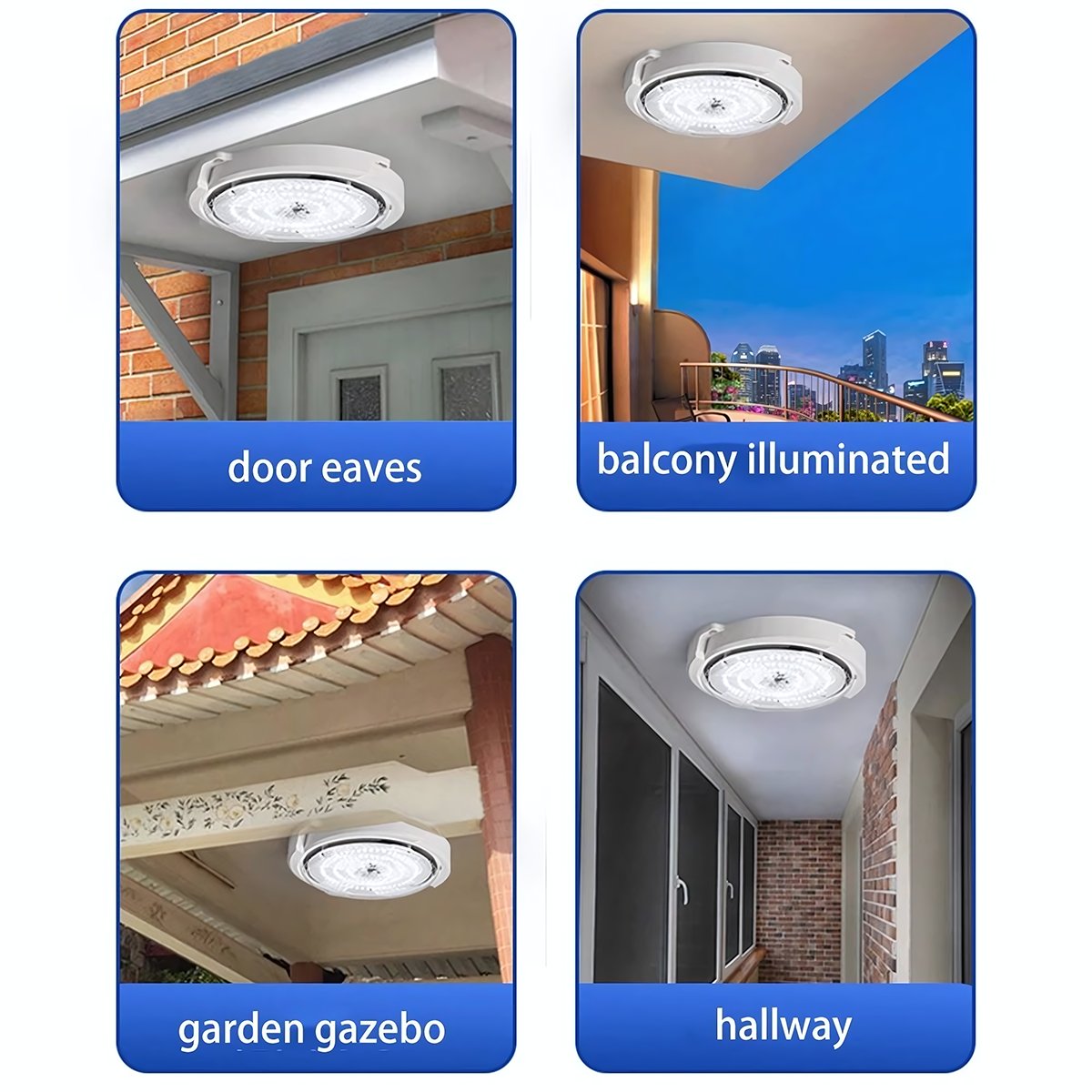 DNG Solar Ceiling Lights Outdoor Gazebo Indoor Pendant Light with Remote Control Extension for Porch Patio Garage