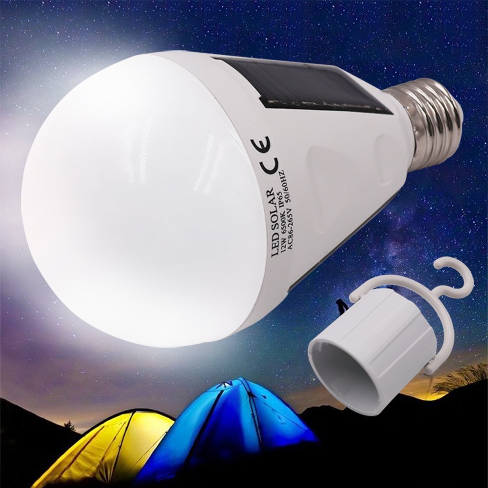 Hot sale solar light bulb E27 7W 12W battery Portable Lanterns solar light Outdoor emergency rechargeable camping garden lights