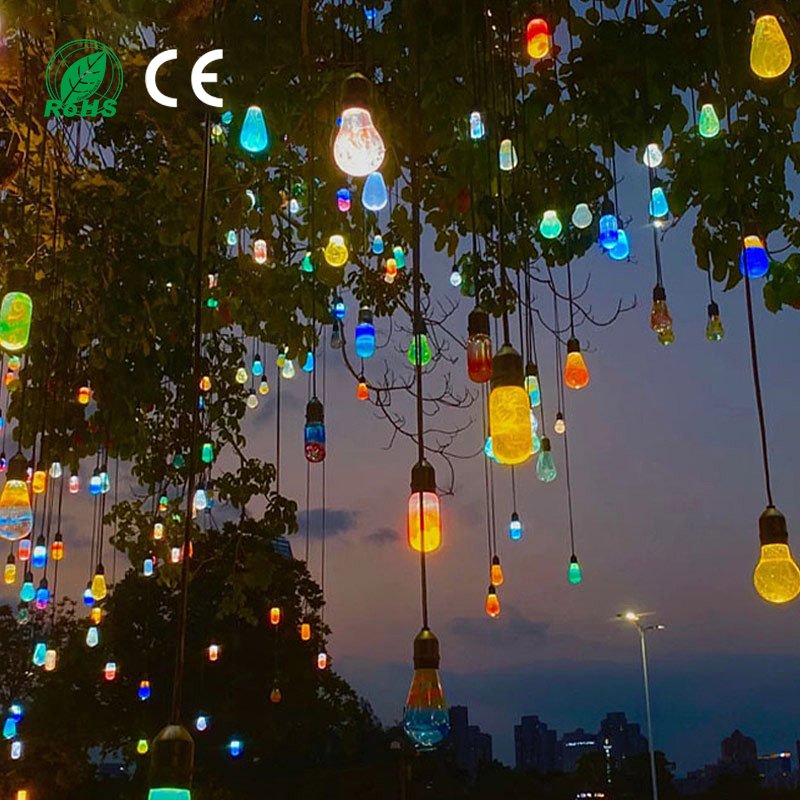 Creative LED Wishing Lamp Outdoor Shopping Malls Park Festival Fantasy Decoration Tree Pendants Colorful Glass Light