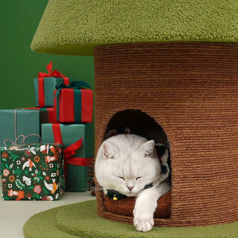 Christmas large cat tree wooden scratcher cat furniture tower cute luxury cat tree with accessories