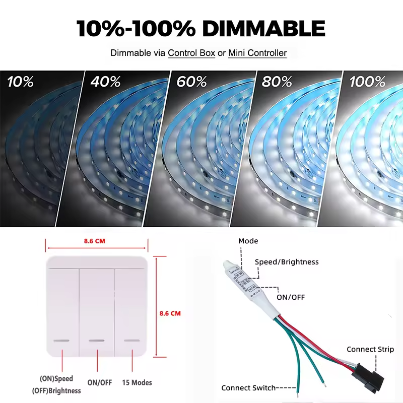 Chasing Light Running Water 2835 SMD DC24V WS2811 120Leds/M White Red Green Blue Purple Golden LED Strip for Wedding Scene