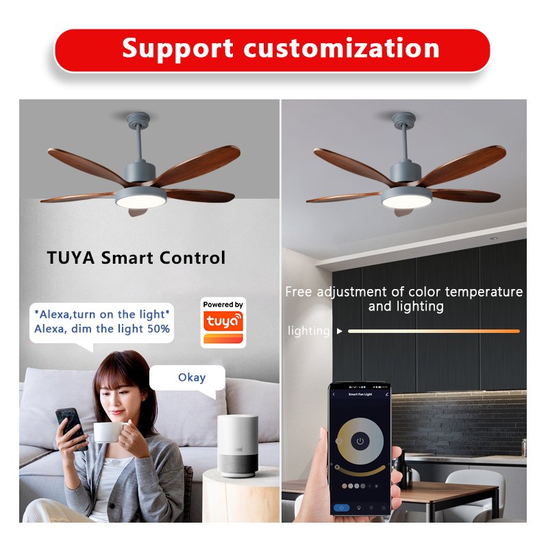 52 Inch Ceiling Fan Decorative DC35W Remote Control solid wood Large Modern Bldc Ventilador De Techo Ceiling Fan