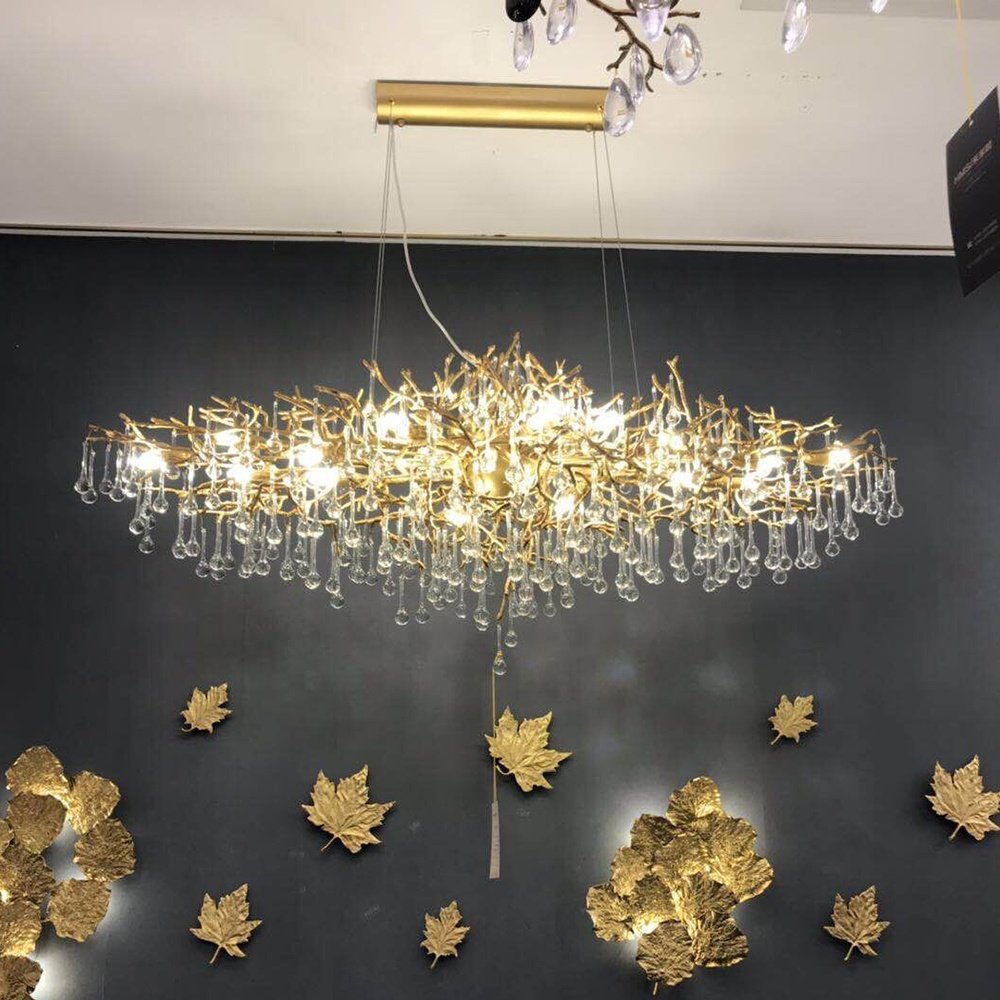 Modern Home Decoration Crystal Chandelier Luxury Brass Pendant light Tree Branch Led Chandelier Pendant Light