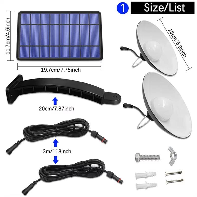 Outdoor Double Head High Bright IP65 Waterproof Indoor Home Hanging Shed Lamp Solar Pendant Light