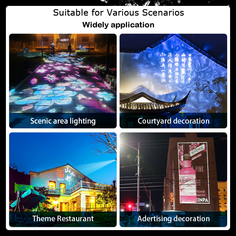 100W LED Gobo Projector 200W Rotating Gobo Outdoor Light LEDCustom Logo Wall Building Floor Ceiling Lights