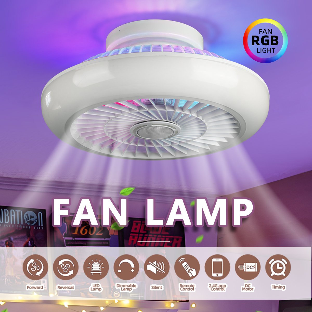 Smart Ceiling Fan Modern Remote Control Retractable Fan Lamp Living Room Bedroom Decorative Ceiling Fan With Light