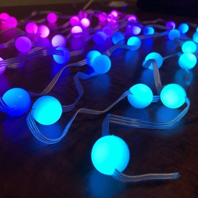Wireless Wifi DIY Model Smart APP Control Holiday Christmas Decoration Ball Leather Wire Fairy String Light for Music
