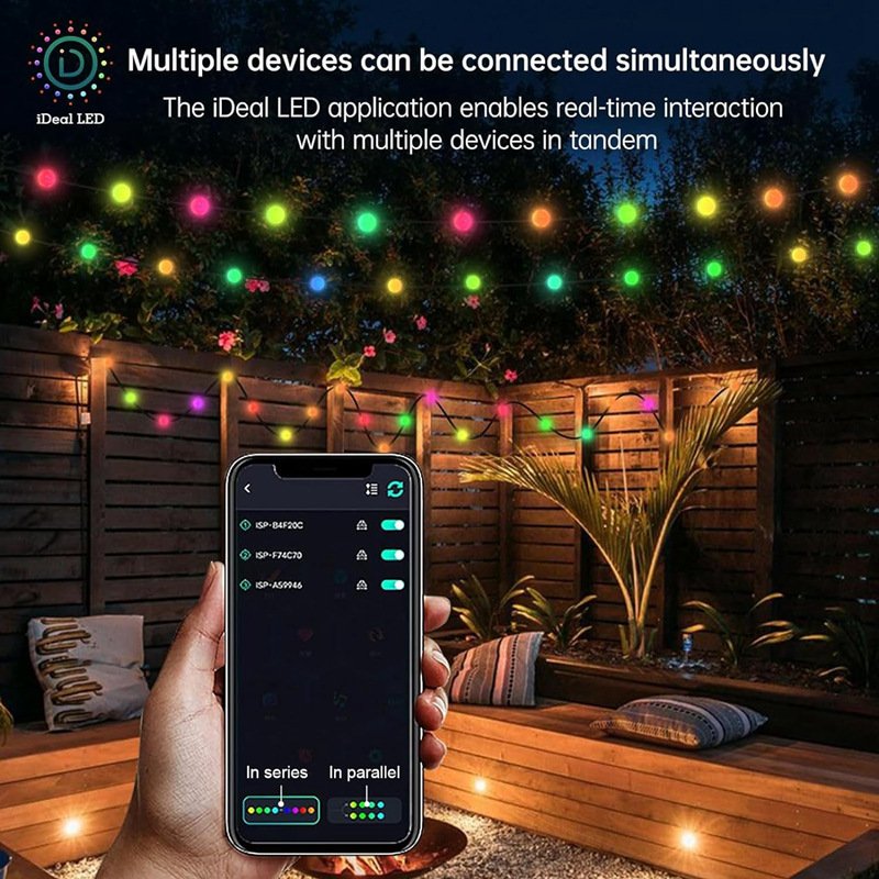 Wireless Wifi DIY Model Smart APP Control Holiday Christmas Decoration Ball Leather Wire Fairy String Light for Music