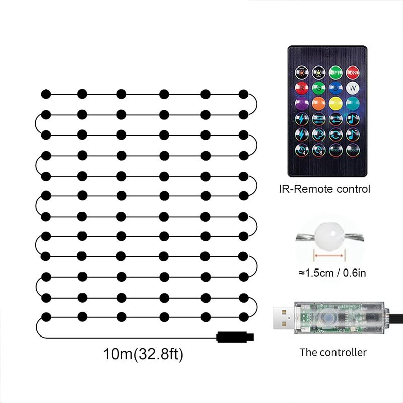 Wireless Wifi DIY Model Smart APP Control Holiday Christmas Decoration Ball Leather Wire Fairy String Light for Music