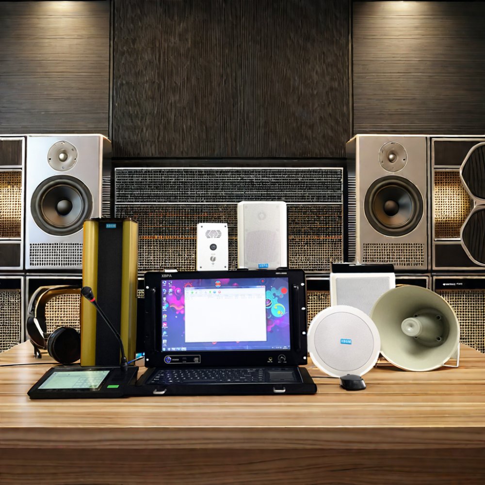 Public background music playing system and voice broadcasting information intercom system power amplifier speaker microphone