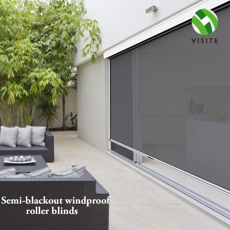 Outdoor New Design Spring roller Blinds Ziptrack Windproof blinds shades cordless Pull and Push roller blinds curtains