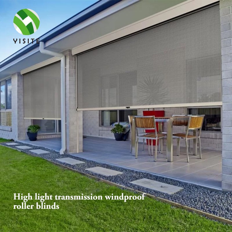 Outdoor New Design Spring roller Blinds Ziptrack Windproof blinds shades cordless Pull and Push roller blinds curtains