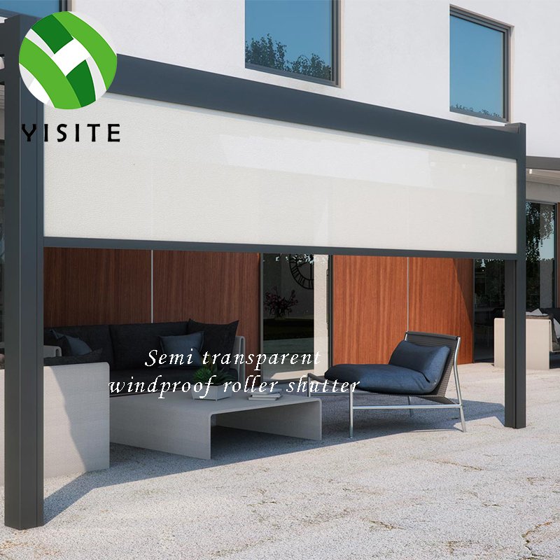 Outdoor New Design Spring roller Blinds Ziptrack Windproof blinds shades cordless Pull and Push roller blinds curtains