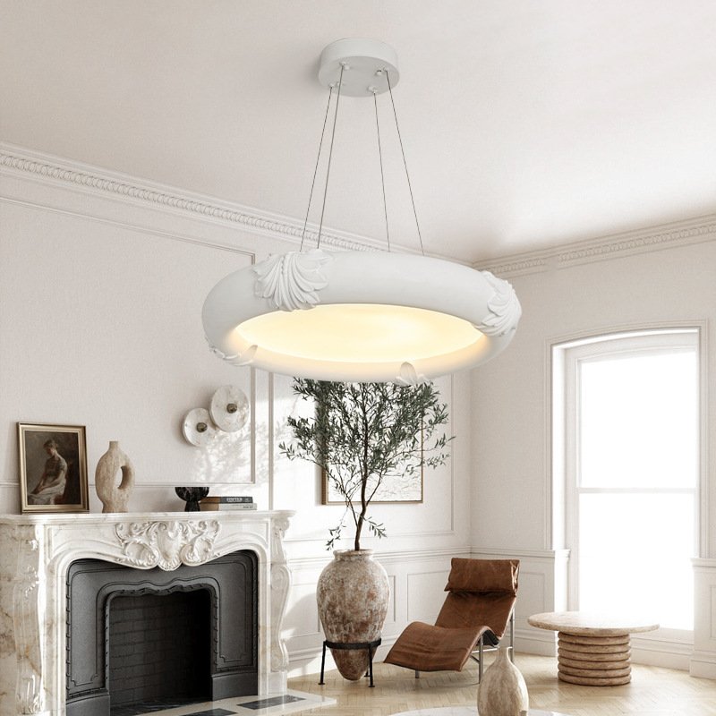 Nordic Simple Creative Minimalist Plaster Pendant Lights Modern Design Gypsum Large Disc Ceiling Light For Bedroom Living Room