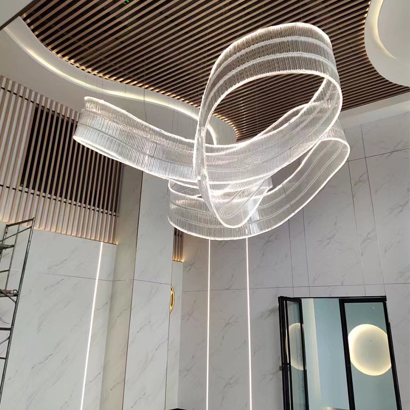Custom Non-Standard Hotel Lobby Art Streamer Chandelier Creative Sales Department Sand Table Light Club Engineering Pendant
