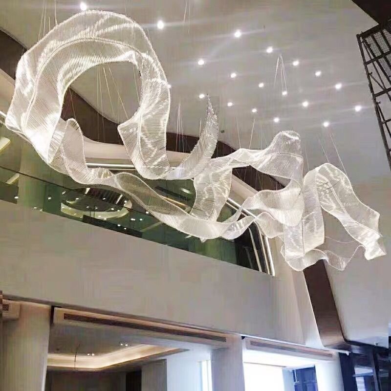 Custom Non-Standard Hotel Lobby Art Streamer Chandelier Creative Sales Department Sand Table Light Club Engineering Pendant