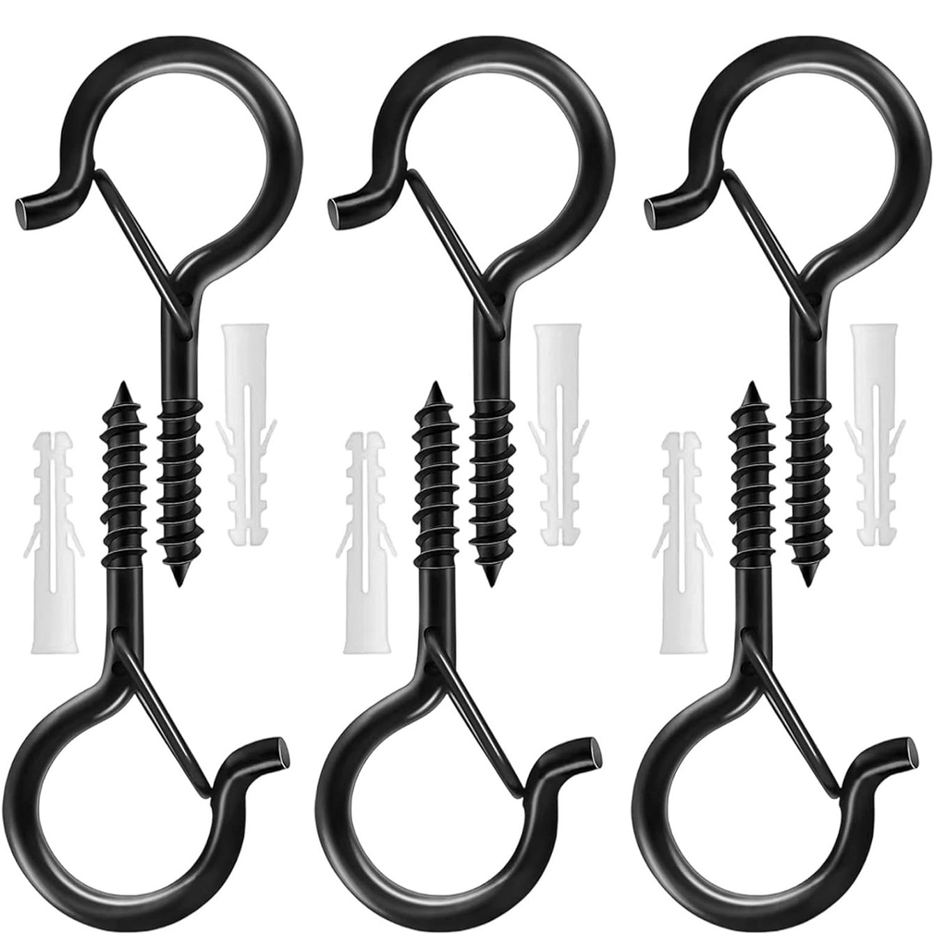 Outdoor Wall Hanging Hook Black Iron Q-Hanger Ceiling Buckle Screw Christmas Lights Cup Bag Wind Bathroom Wardrobe