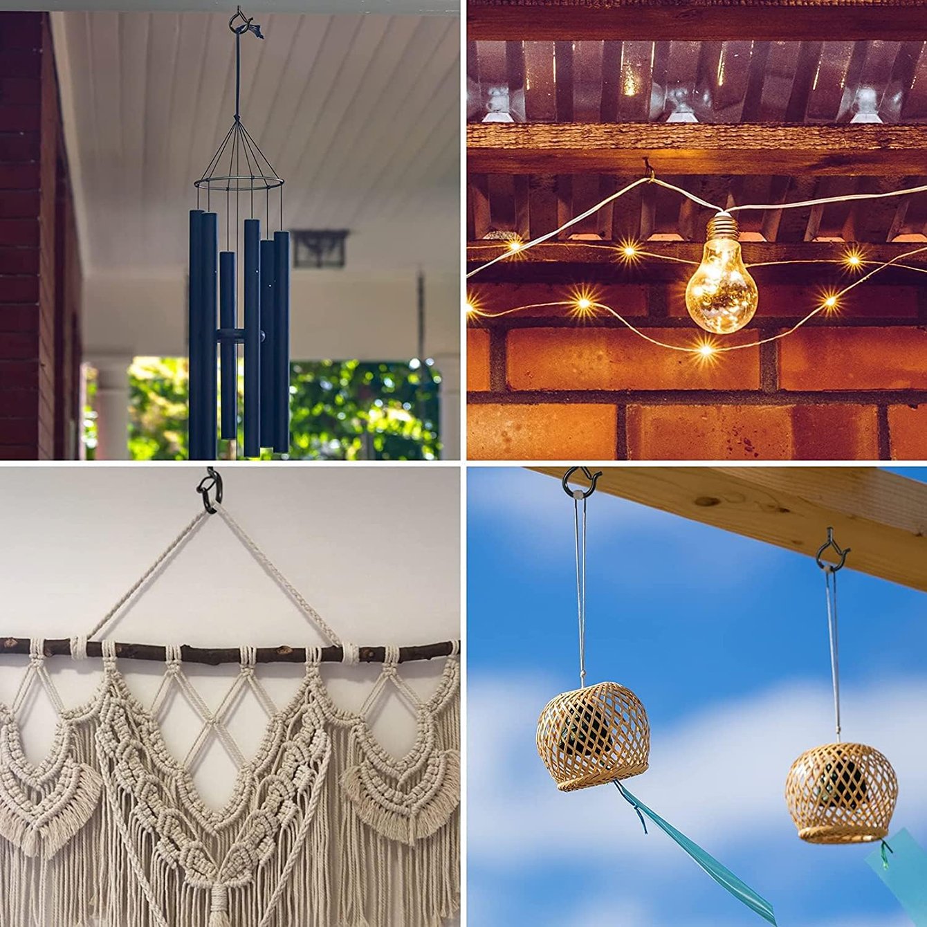 Outdoor Wall Hanging Hook Black Iron Q-Hanger Ceiling Buckle Screw Christmas Lights Cup Bag Wind Bathroom Wardrobe