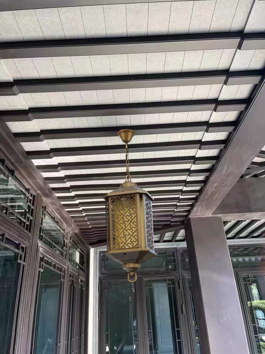 Solar powered chandelier outdoor waterproof door, eaves, garden corridor, retro courtyard LED chandelier