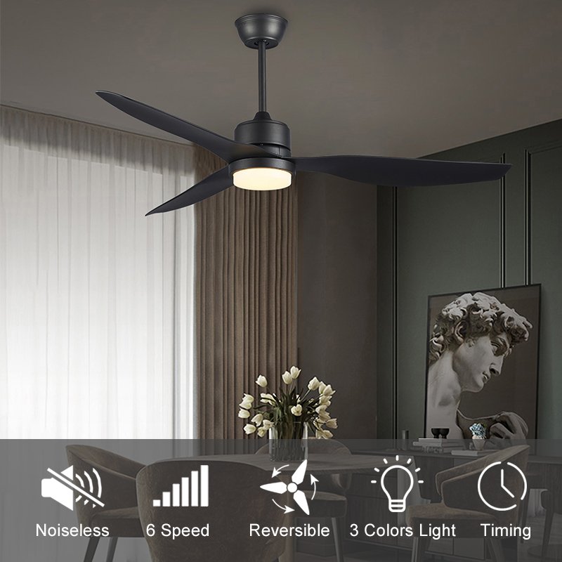 High quality practical chandeliers fan 52'' inch 3pcs ABS plastic baldes ceiling fan with light ceiling fan with remote control