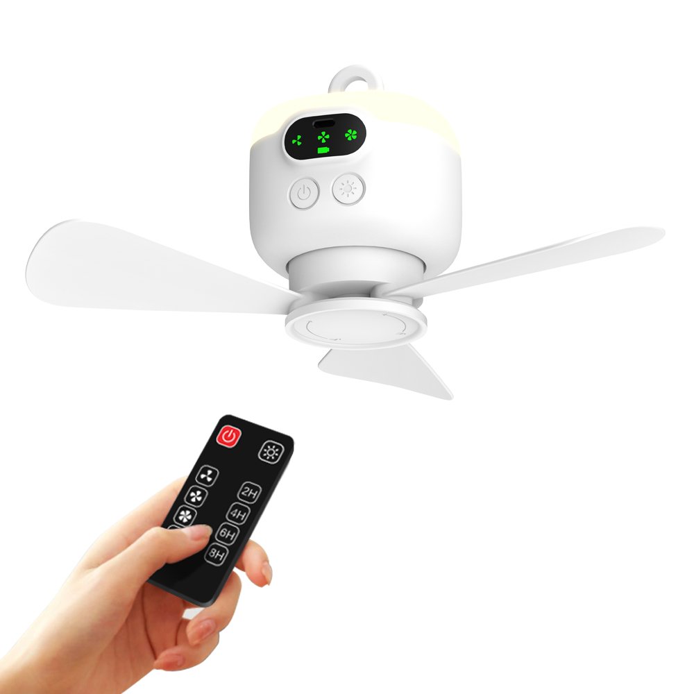 2024 latest product new small fan rechargeable mini fan 8000 mah battery ceiling fan for home tent use