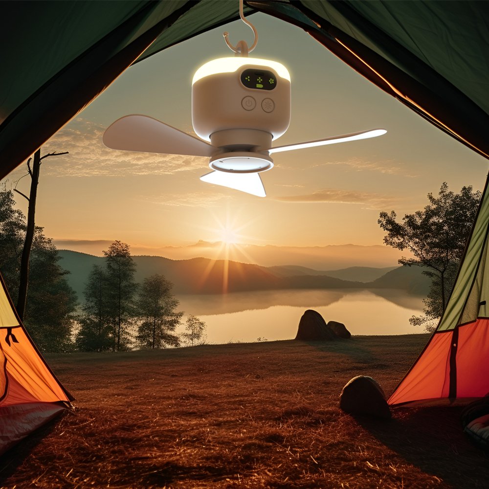 2024 latest product new small fan rechargeable mini fan 8000 mah battery ceiling fan for home tent use