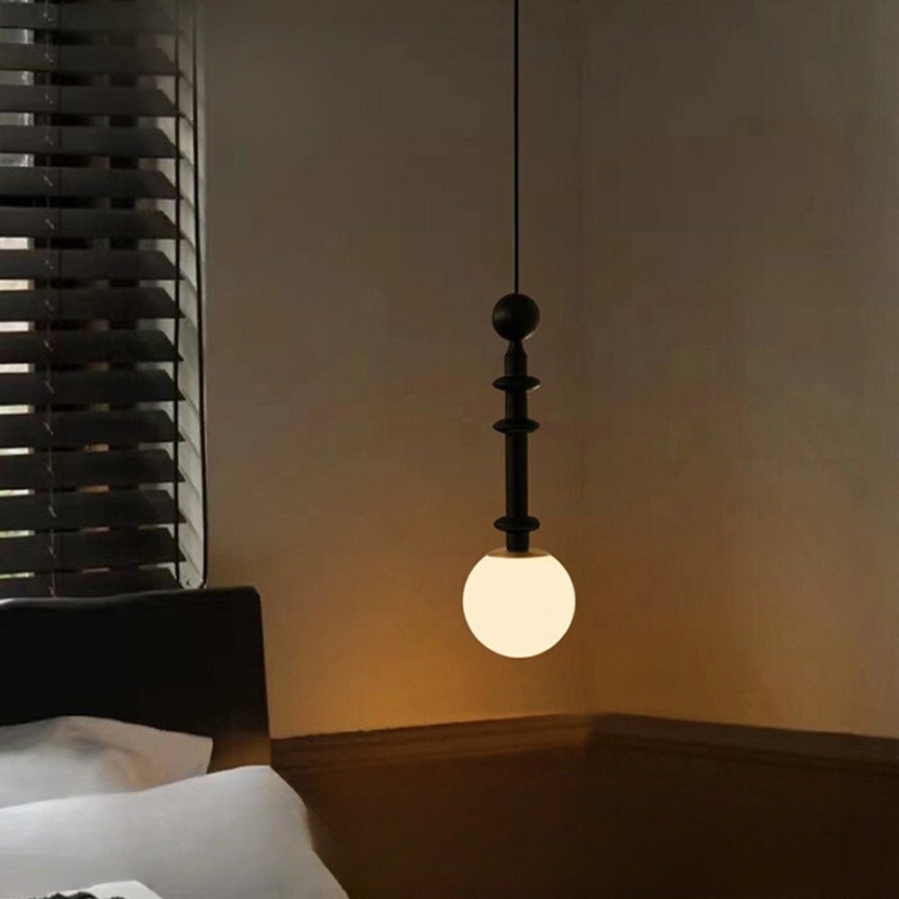 Medieval Wabi-sabi Style French Retro Bedroom Bedside Small Chandelier American Design Single Head Bar Long Line LED Lamp