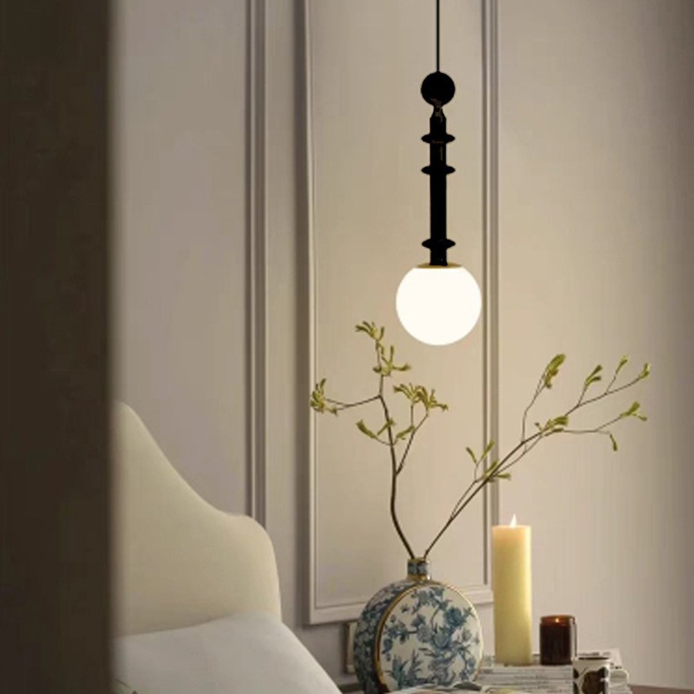 Medieval Wabi-sabi Style French Retro Bedroom Bedside Small Chandelier American Design Single Head Bar Long Line LED Lamp