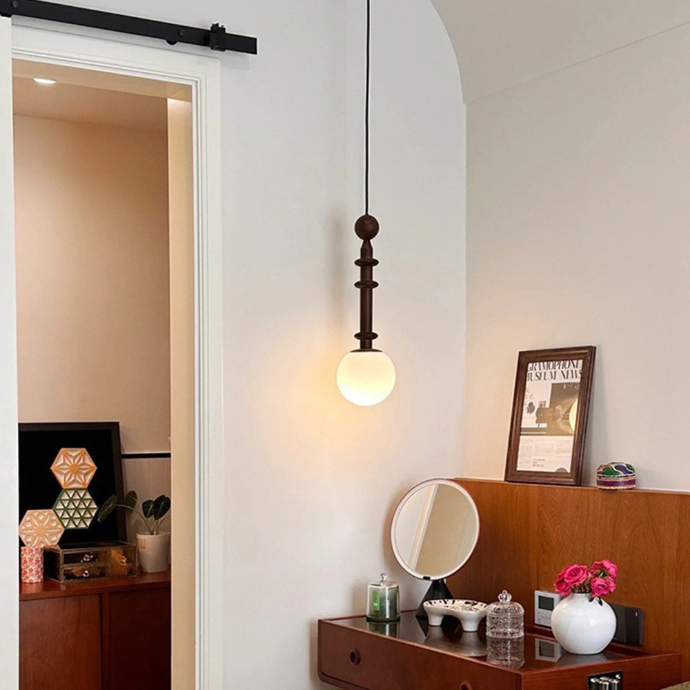 Medieval Wabi-sabi Style French Retro Bedroom Bedside Small Chandelier American Design Single Head Bar Long Line LED Lamp