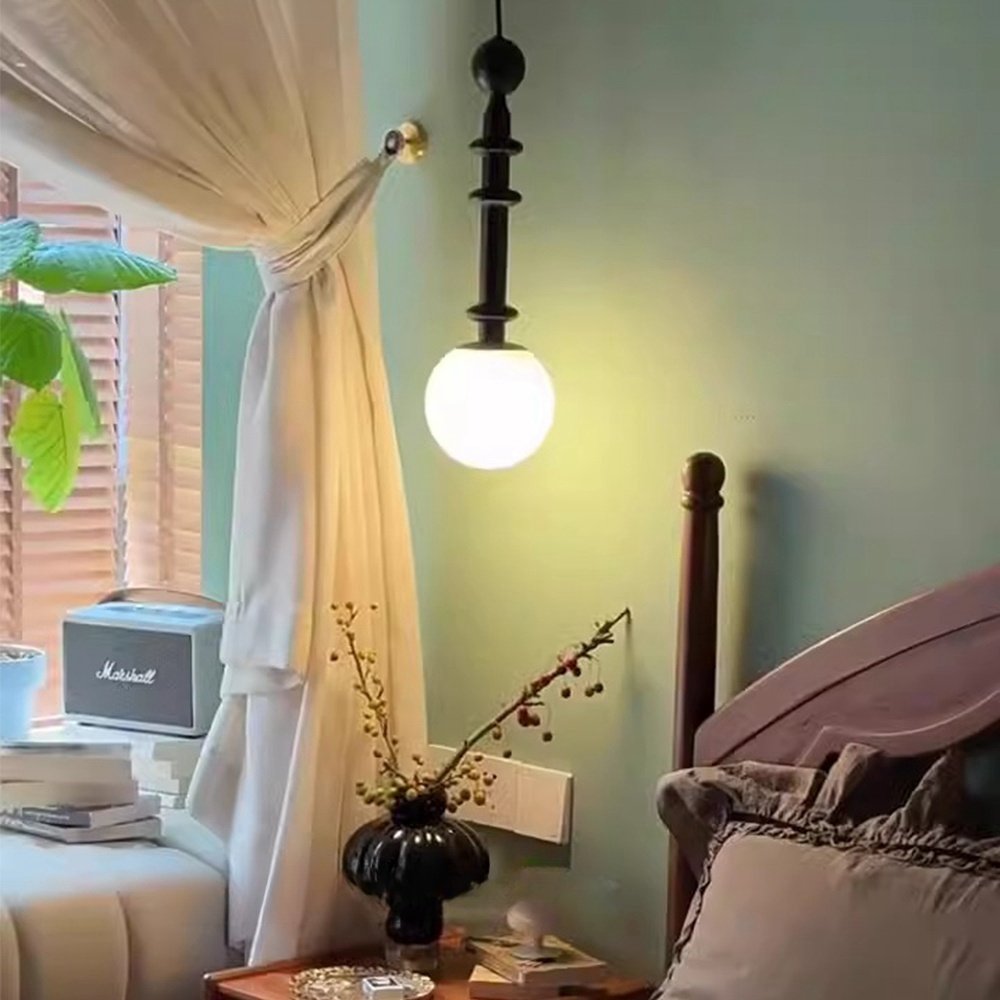 Medieval Wabi-sabi Style French Retro Bedroom Bedside Small Chandelier American Design Single Head Bar Long Line LED Lamp