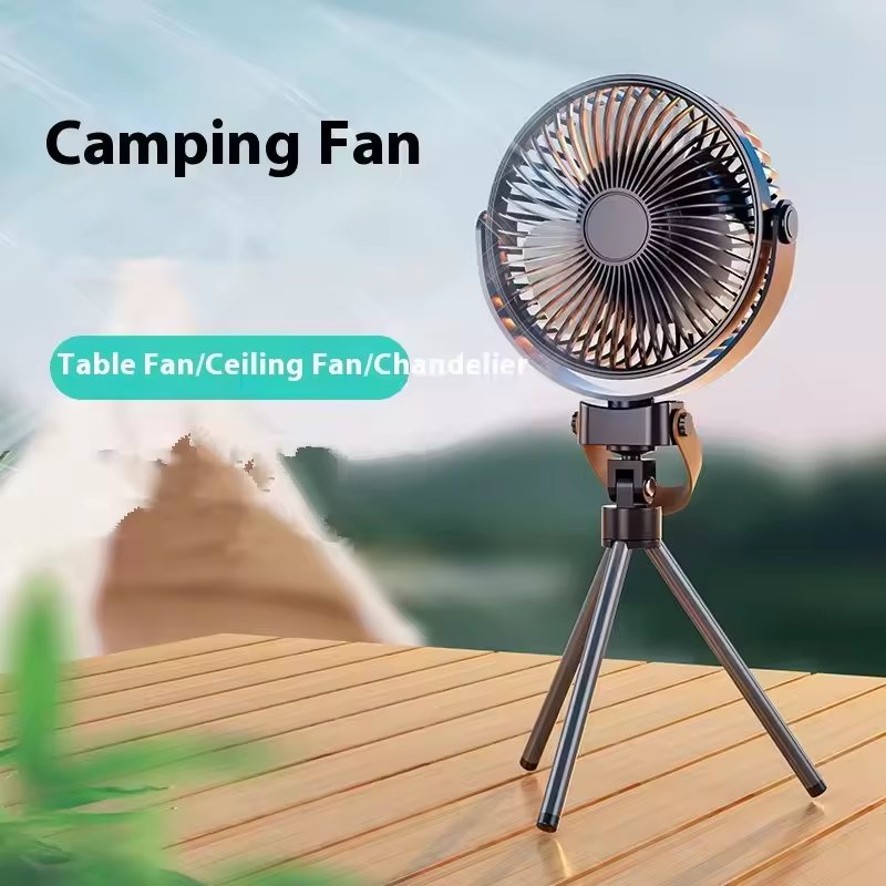 Multifunctional Fan USB Rechargeable Portable Outdoor Camping Ceiling Fan with Night Light Desk Tripod Fan