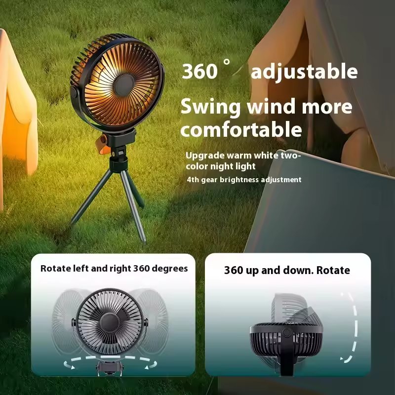 Multifunctional Fan USB Rechargeable Portable Outdoor Camping Ceiling Fan with Night Light Desk Tripod Fan