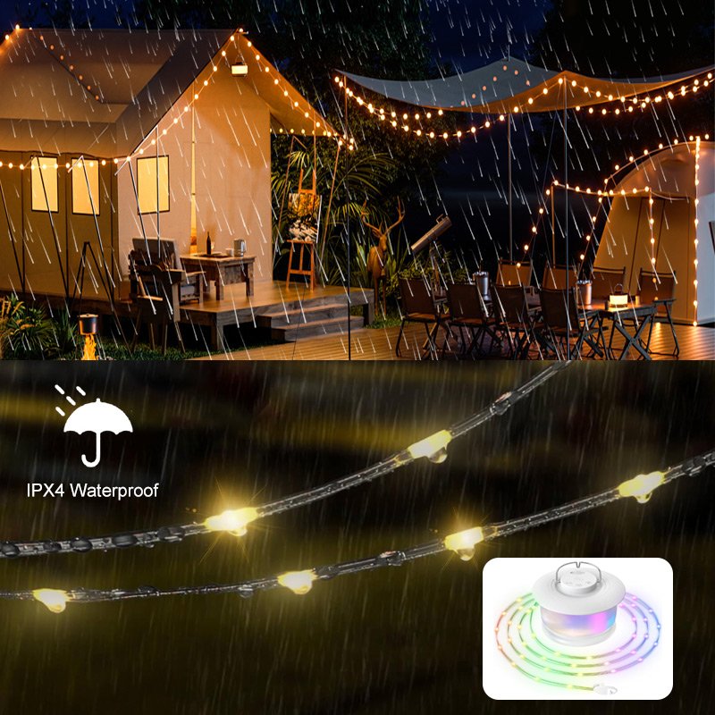 2024 new JSK-L20 RGB outdoor camping light waterproof light strips 10m ultra-long RGB string lamp Portable outdoor camping