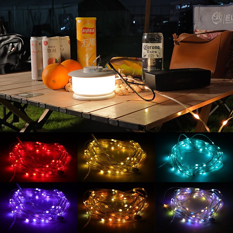 2024 new JSK-L20 RGB outdoor camping light waterproof light strips 10m ultra-long RGB string lamp Portable outdoor camping
