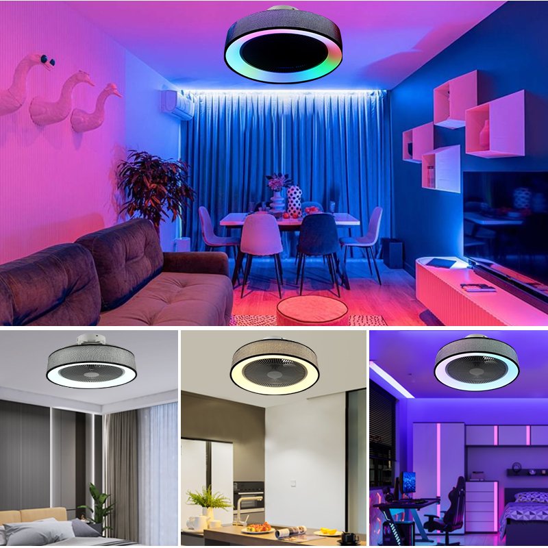 Smart Modern Bedroom Cooling Ceiling Fan 19" Led Lamp Ceiling Fan With Light And Remote Control