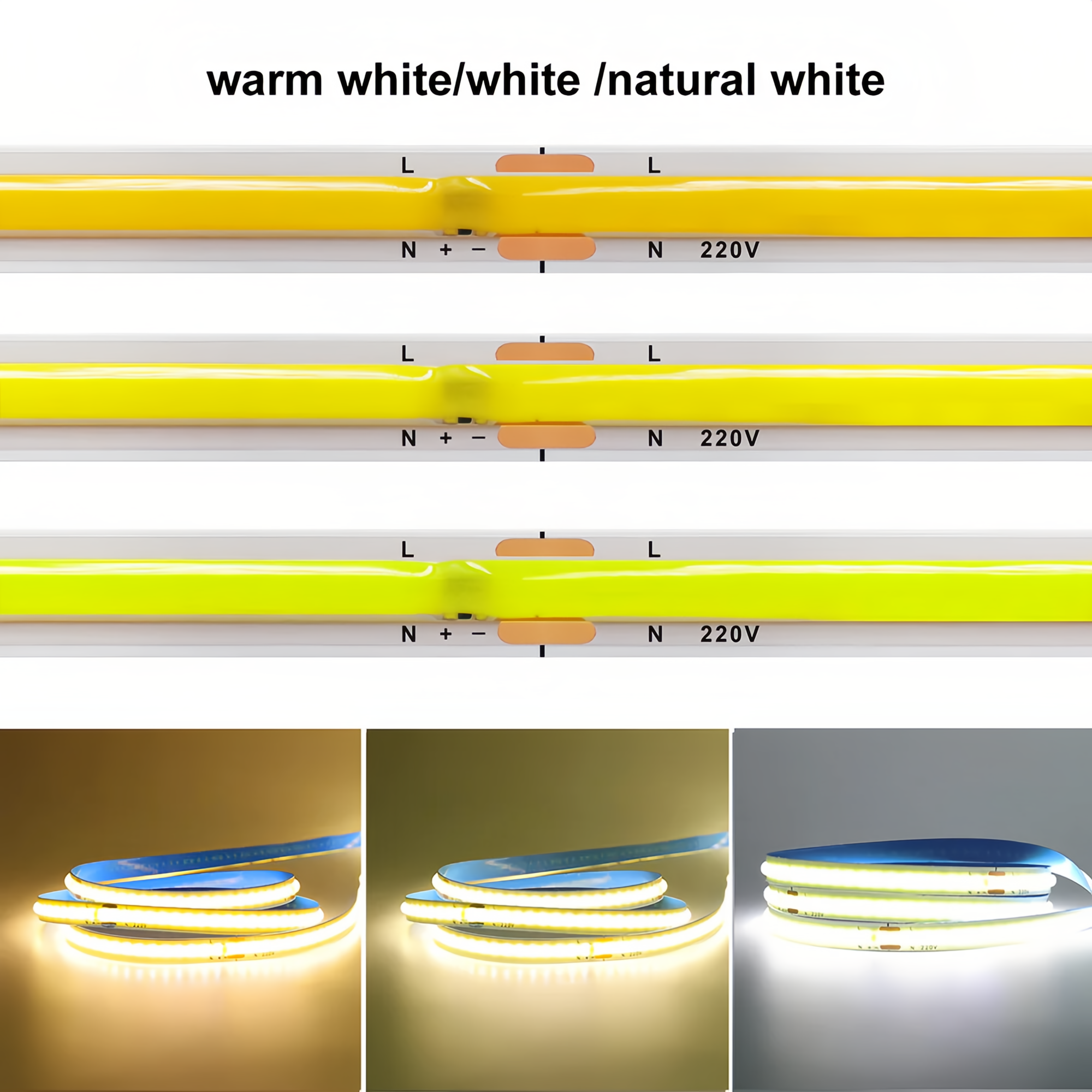 ShenZhen 110V 220V Cuttable Led Light Tape Ce Rohs Driver-Free LED Cob Strip Lights For Shopping Mall Home Decorations