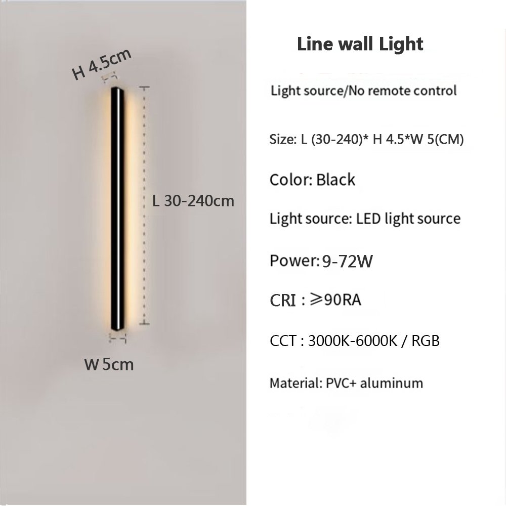 Modern Decorative Outdoor Waterproof Outside Strip Linear Long Wall Light Lamp Strip Garden led Wall Light Outdoor Wall Light