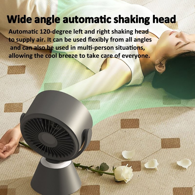 2 In 1 Mini Smart Portable Swing Head USB Rechargeable Electric Emergency Fan With Night Light Display For Table Bedroom Camping