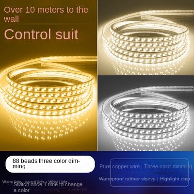 Light strip led tri-colour changing light household living room ceiling light strip neon seven-colour waterproof soft striplight