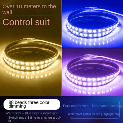Light strip led tri-colour changing light household living room ceiling light strip neon seven-colour waterproof soft striplight