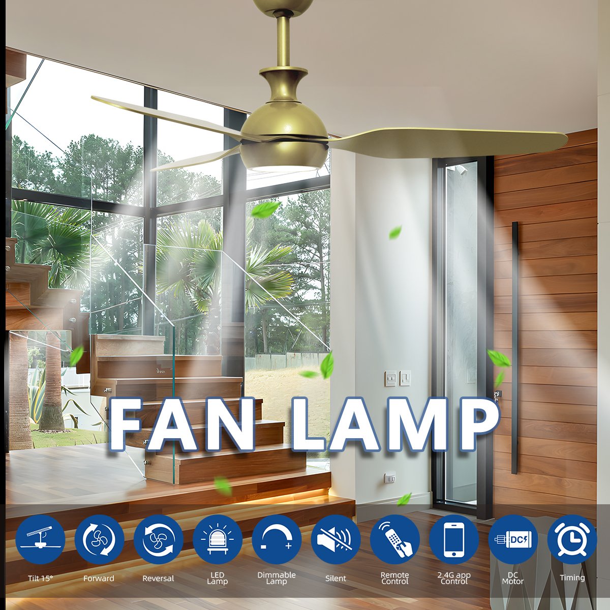 High Quality Indoor Lighting Led Ceiling Fan Lamp 46 Inch Modern Decorative Chandelier Ceiling Fan