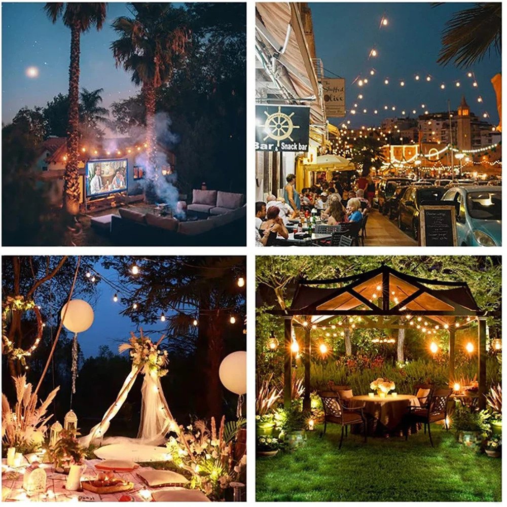 Solar Garden Lights Strings IP44 ABS G40 Decorative Outdoor G40 Home Decor Led Solar String Light for Garden Landscape