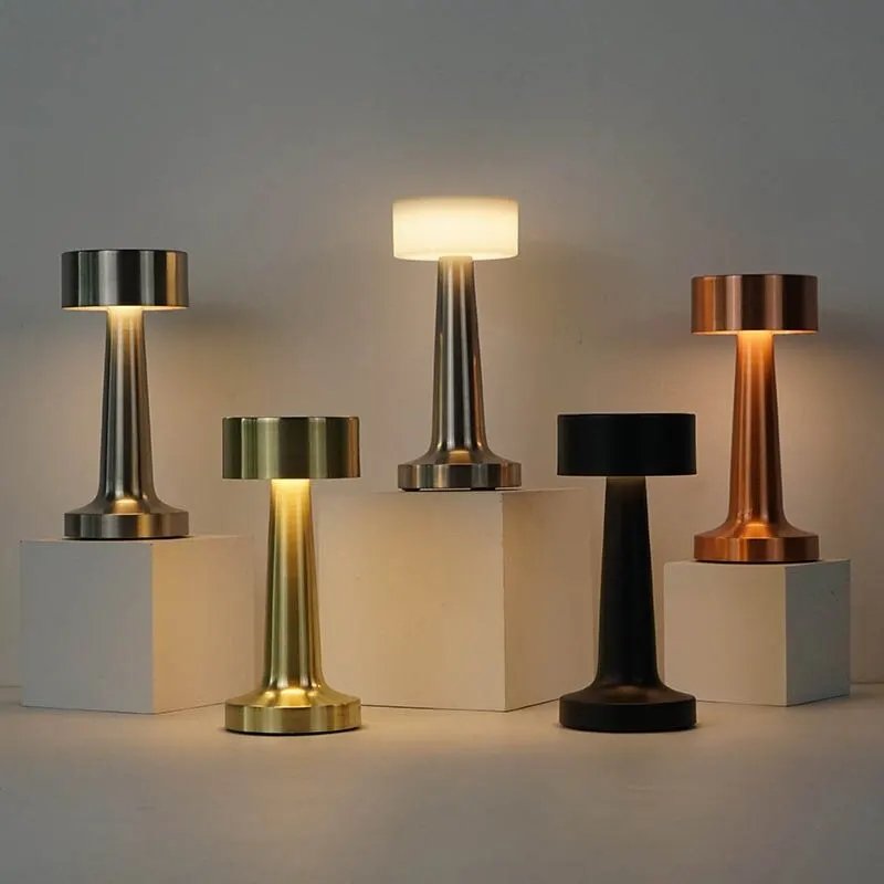 Modern Minimalist Rechargeable Table Lamp Luxury Iron Body with Bar Design for Office Book Room Bedroom Living Room Restaurant