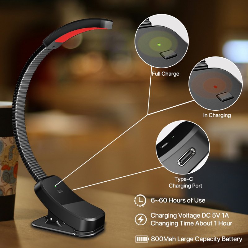 Own Design 100% No Blue Light Red Lighting Usb Rechargeable Book Light Led Book Reading Lamp With Clip