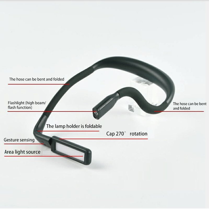 OEM Logo Custom Aixinpin LED Neck Reading Light 3 Colors/Brightness Adjustable Rechargeable Neck Book Reading Light Fishing Lamp